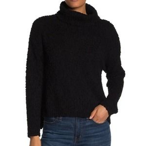 Bobeau NEW Popcorn Knit Turtleneck Sweater Textured Pullover Black Size Small